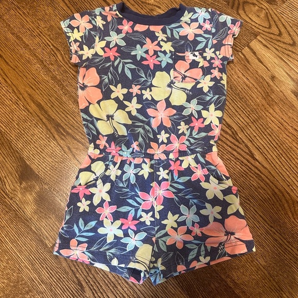 Carter’s Toddler Girls Navy Tropical Floral Romper Size 2T - Picture 2 of 7